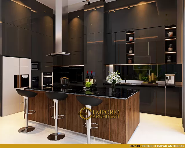 Desain Dapur Rumah Modern 3 Lantai Bapak ATN di Jakarta