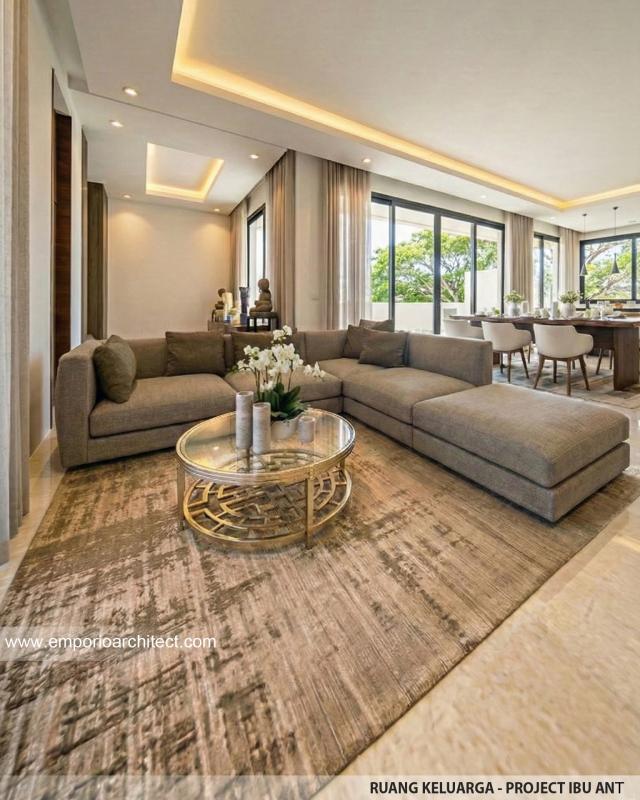 Desain Ruang Keluarga Rumah Modern 3 Lantai Ibu ANT di Jakarta Selatan