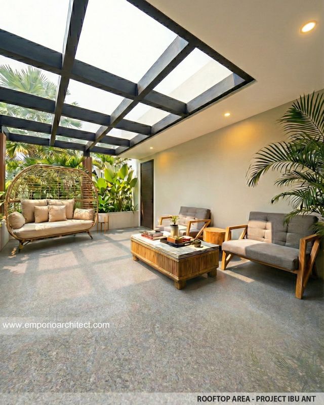 Desain Rooftop Rumah Modern 3 Lantai Ibu ANT di Jakarta Selatan
