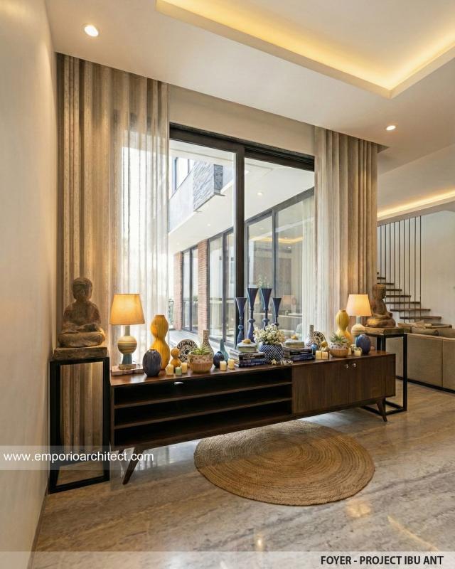 Desain Foyer Rumah Modern 3 Lantai Ibu ANT di Jakarta Selatan