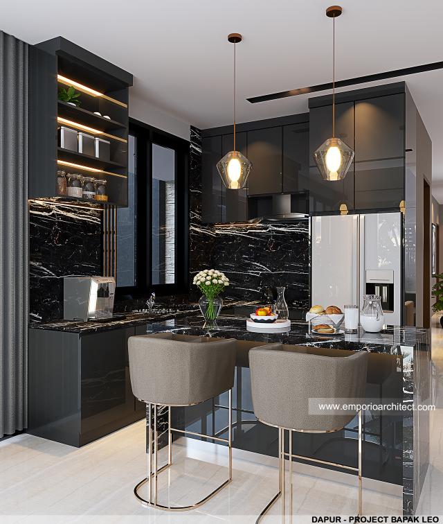 Desain Dapur Bersih Rumah Modern 3 Lantai Bapak Leo di Jakarta Utara