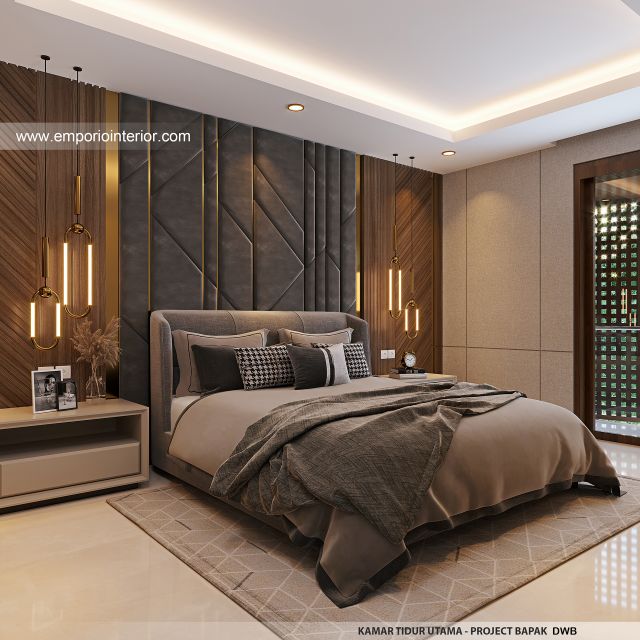 Desain Kamar Tidur Utama Rumah Modern 3 Lantai Bapak DWB di Surabaya
