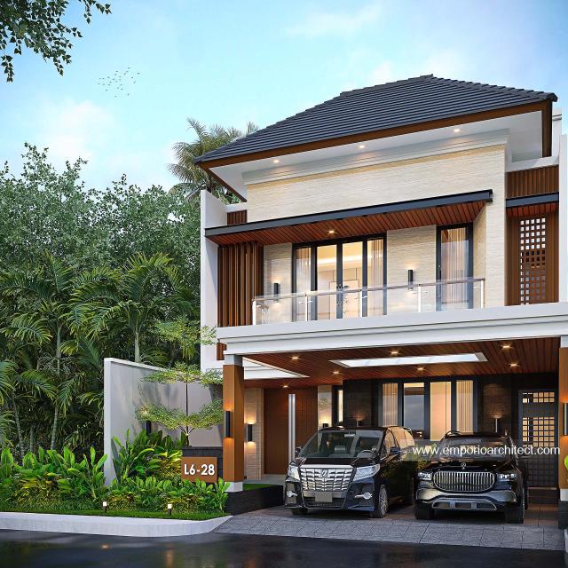 Desain Tampak Depan 3 Rumah Modern 3 Lantai Bapak WRD di Balikpapan