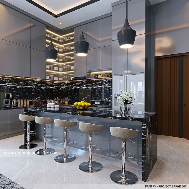 Desain Pantry Rumah Modern 3 Lantai Bapak DVI di Cikarang, Bekasi