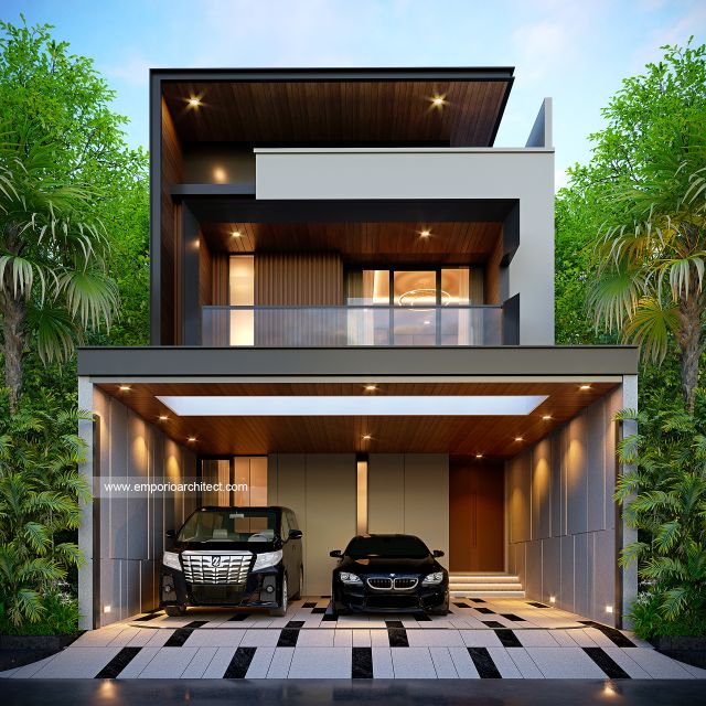 Desain Tampak Depan Rumah Modern 3 Lantai Bapak YSH di Kelapa Gading, Jakarta Utara