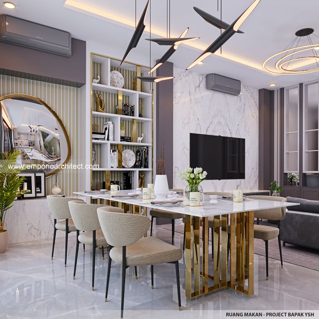 Desain Ruang Makan Rumah Modern 3 Lantai Bapak YSH di Kelapa Gading, Jakarta Utara