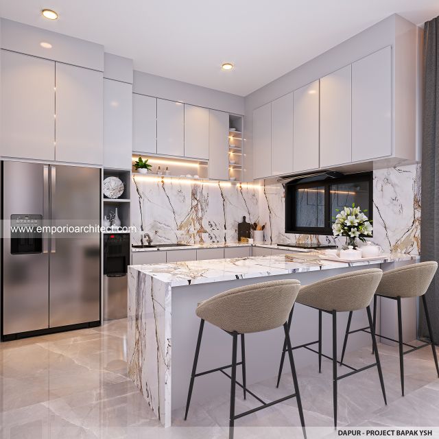 Desain Dapur Rumah Modern 3 Lantai Bapak YSH di Kelapa Gading, Jakarta Utara