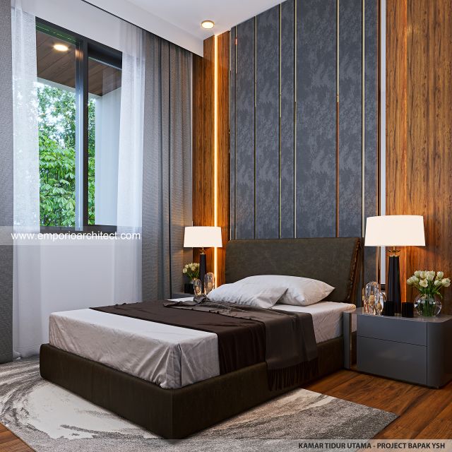 Desain Kamar Tidur Utama Rumah Modern 3 Lantai Bapak YSH di Kelapa Gading, Jakarta Utara