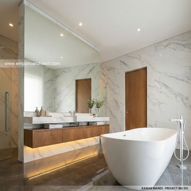 Desain Kamar Mandi Rumah Modern 3 Lantai Ibu DV di Jakarta Selatan