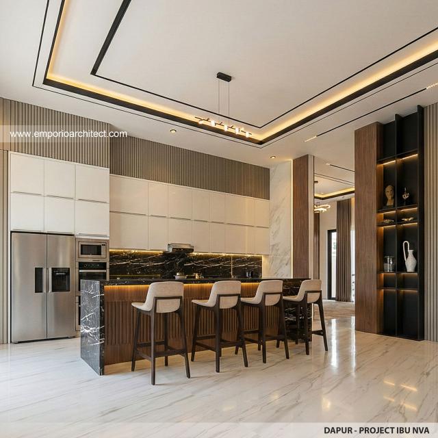 Desain Dapur Rumah Modern 3 Lantai Ibu NVA di Magetan, Jawa Timur