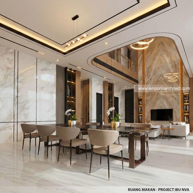 Desain Ruang Makan Rumah Modern 3 Lantai Ibu NVA di Magetan, Jawa Timur