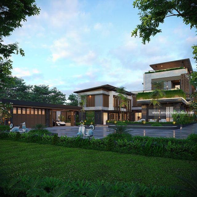 Desain Tampak Belakang Rumah Modern 3 Lantai Ibu NVA di Magetan, Jawa Timur