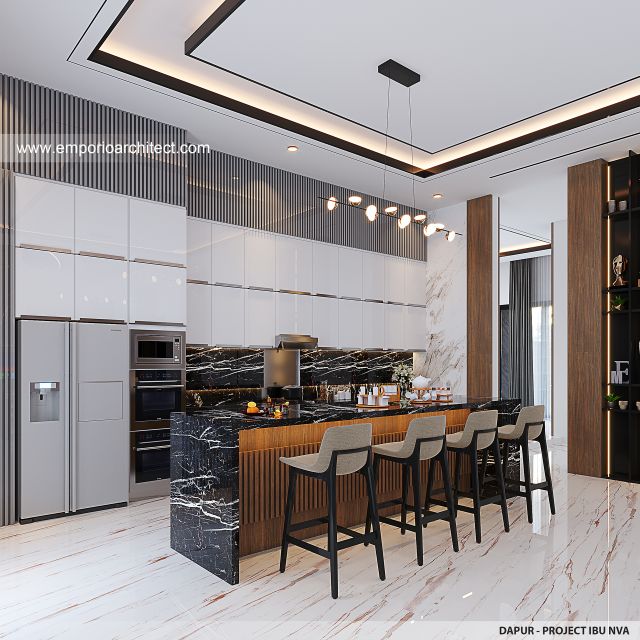 Desain Dapur Rumah Modern 3 Lantai Ibu NVA di Magetan, Jawa Timur