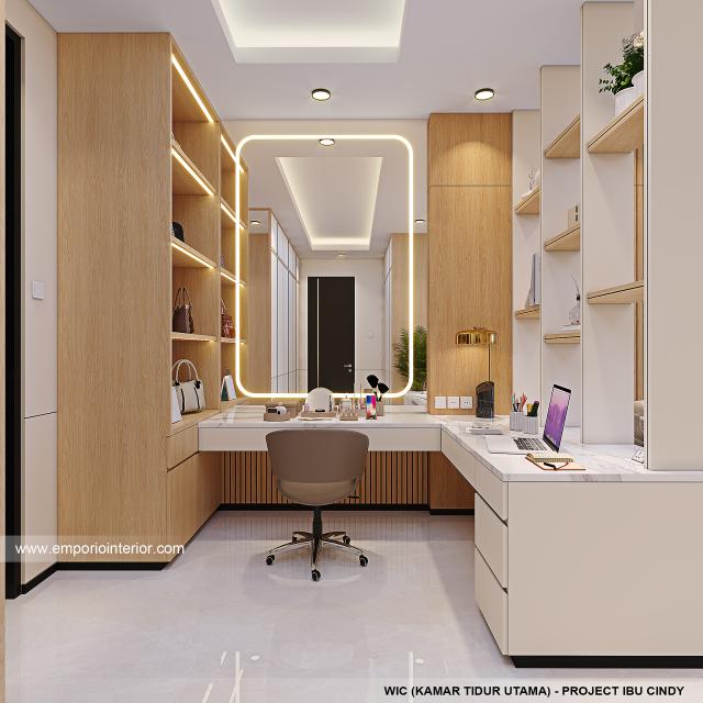 Desain WIC - Kamar Tidur Utama Rumah Modern 3 Lantai Ibu CNY di Surabaya