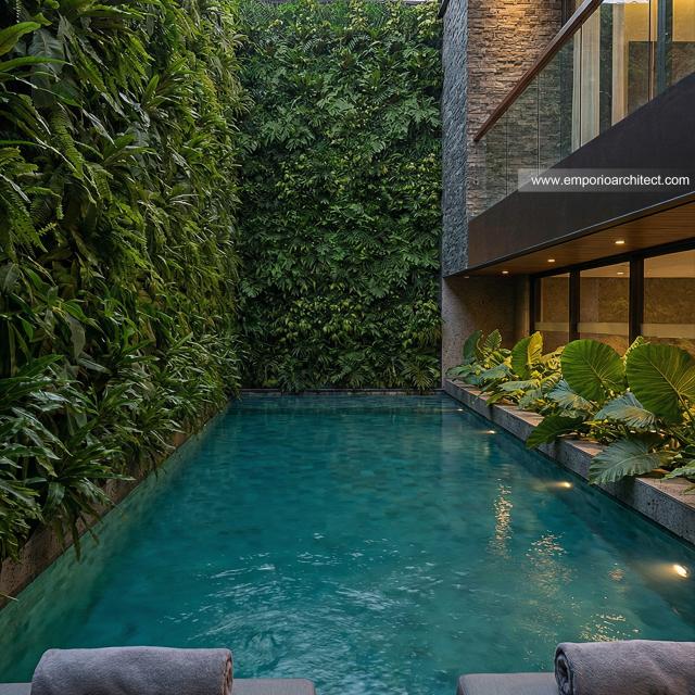 Desain Tampak Detail Belakang 2 Rumah Modern 3 Lantai Ibu PTR di Rawamangun, Jakarta Timur