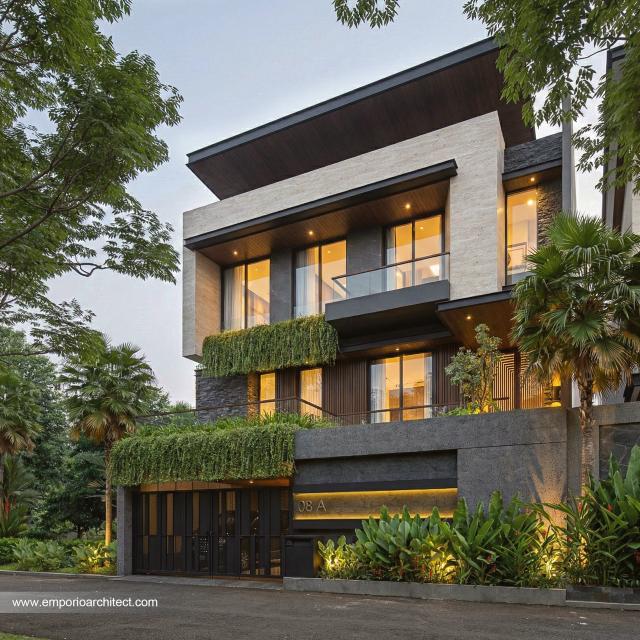Desain Tampak Depan 3 Rumah Modern 3 Lantai Ibu PTR di Rawamangun, Jakarta Timur