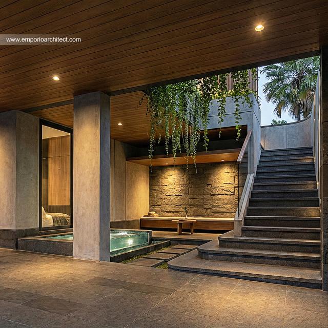 Desain Tampak Detail Depan 2 Rumah Modern 3 Lantai Ibu PTR di Rawamangun, Jakarta Timur