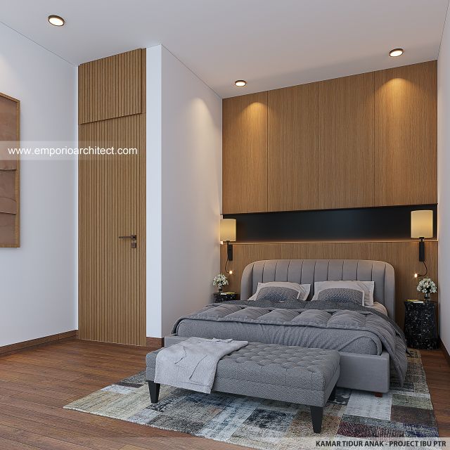 Desain Kamar Tidur Anak Rumah Modern 3 Lantai Ibu PTR di Rawamangun, Jakarta Timur