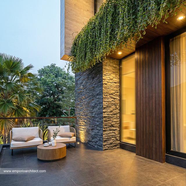 Desain Tampak Detail Depan 4 Rumah Modern 3 Lantai Ibu PTR di Rawamangun, Jakarta Timur