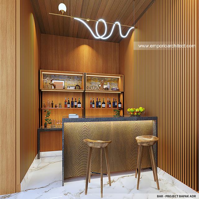 Desain Bar Rumah Modern 3 Lantai Bapak ADR di Jakarta