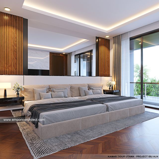 Desain Kamar Tidur Utama Rumah Modern 3 Lantai Ibu ALN di Bali