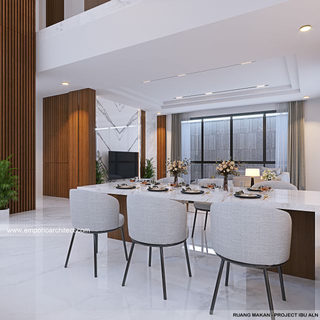Desain Ruang Makan Rumah Modern 3 Lantai Ibu ALN di Bali