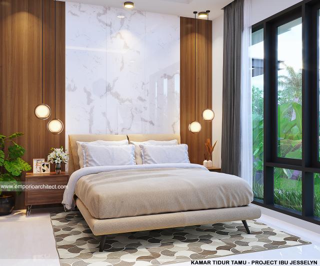 Desain Kamar Tidur Tamu Rumah Modern 2.5 Lantai Ibu JSL di Purwokerto, Jawa Tengah