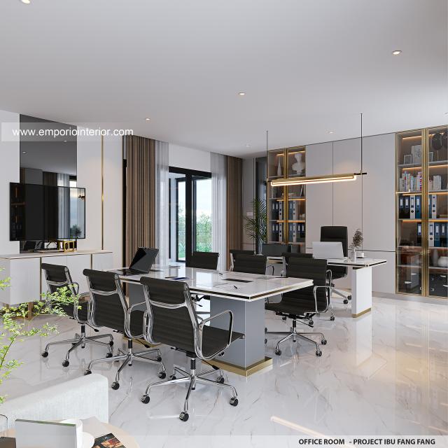Desain Kantor (Ruang Kerja) Rumah Modern 3 Lantai Ibu FFG di Jakarta Barat