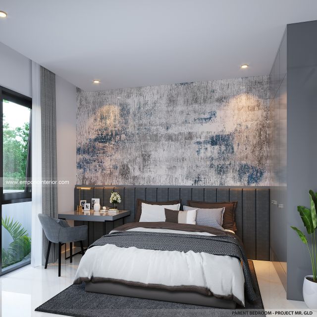 Desain Kamar Tidur Orang Tua Rumah Modern 3 Lantai Mr. GLD di Marikina City, Philippines