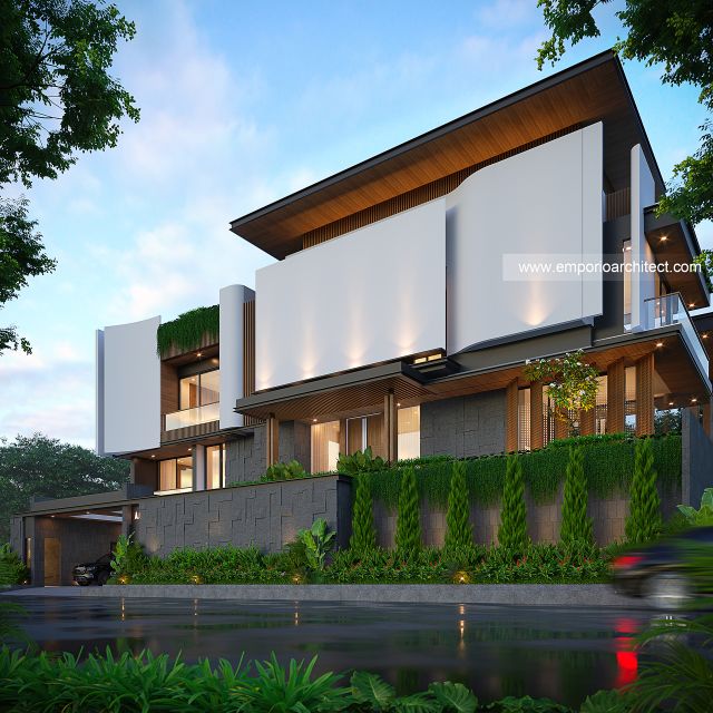 Desain Tampak Depan 2 Rumah Modern 3 Lantai Bapak HMD di Kalimantan Selatan