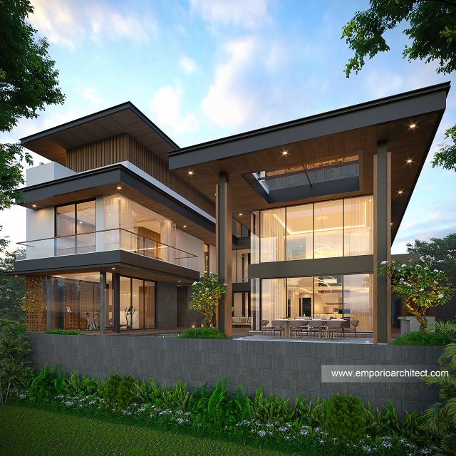 Desain Tampak Samping Rumah Modern 3 Lantai Bapak HMD di Kalimantan Selatan
