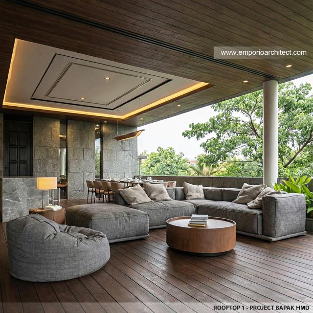 Desain Rooftop 1 Rumah Modern 3 Lantai Bapak HMD di Kalimantan Selatan