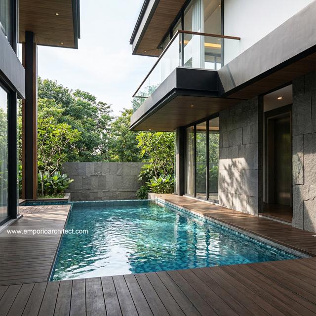 Desain Tampak Detail Samping 5 Rumah Modern 3 Lantai Bapak HMD di Kalimantan Selatan