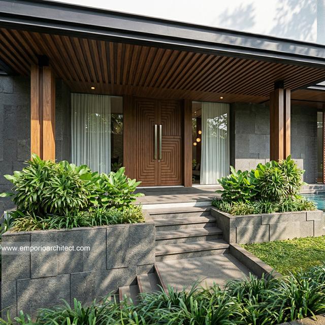 Desain Tampak Detail Depan 2 Rumah Modern 3 Lantai Bapak HMD di Kalimantan Selatan