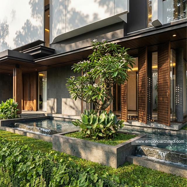 Desain Tampak Detail Depan 3 Rumah Modern 3 Lantai Bapak HMD di Kalimantan Selatan