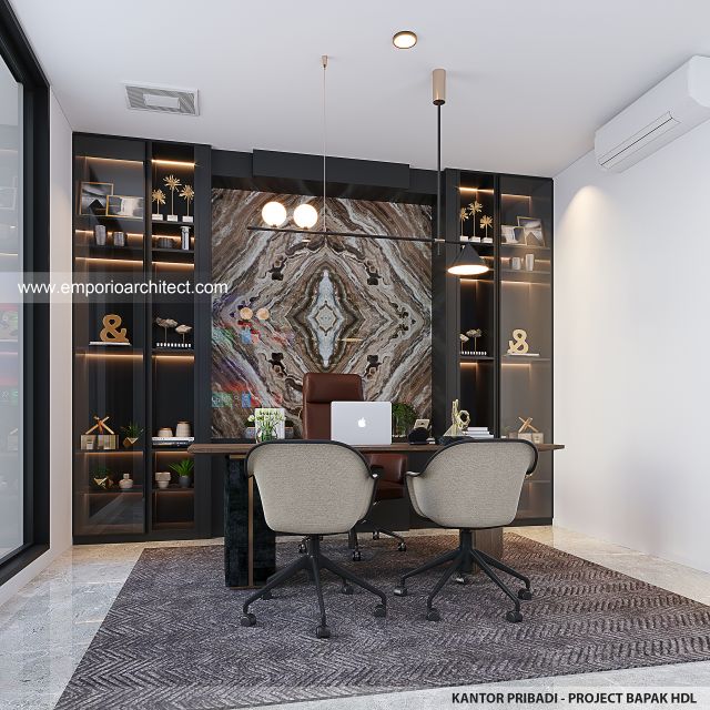 Desain Kantor (Ruang Kerja) Rumah Modern 3 Lantai Bapak HMD di Kalimantan Selatan