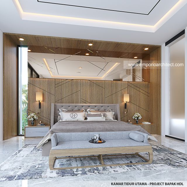 Desain Kamar Tidur Utama Rumah Modern 3 Lantai Bapak HMD di Kalimantan Selatan