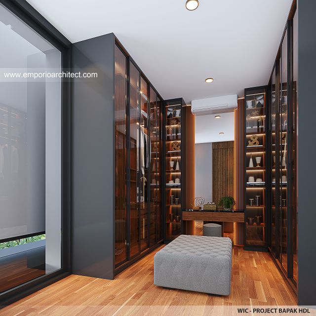 Desain Walk In Closet Rumah Modern 3 Lantai Bapak HMD di Kalimantan Selatan