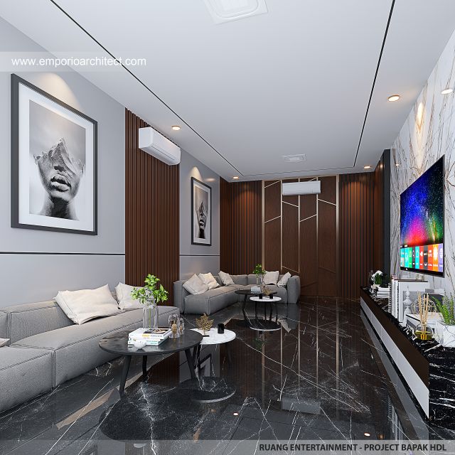 Desain Ruang Entertainment Rumah Modern 3 Lantai Bapak HMD di Kalimantan Selatan