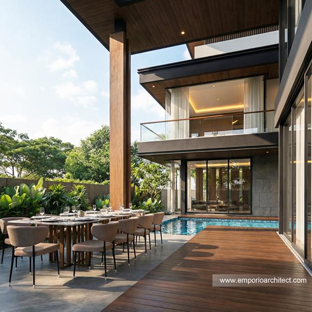 Desain Tampak Detail Samping 2 Rumah Modern 3 Lantai Bapak HMD di Kalimantan Selatan