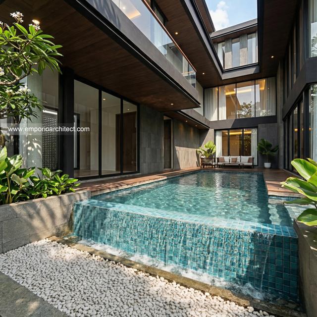 Desain Tampak Detail Samping 3 Rumah Modern 3 Lantai Bapak HMD di Kalimantan Selatan