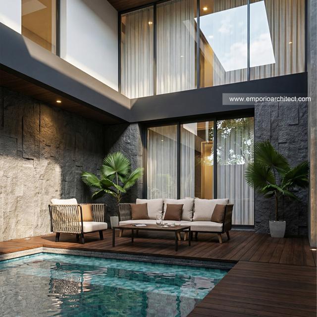 Desain Tampak Detail Samping 4 Rumah Modern 3 Lantai Bapak HMD di Kalimantan Selatan
