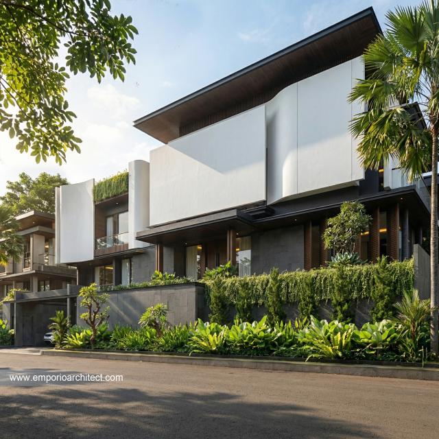 Desain Tampak Depan 2 Rumah Modern 3 Lantai Bapak HMD di Kalimantan Selatan