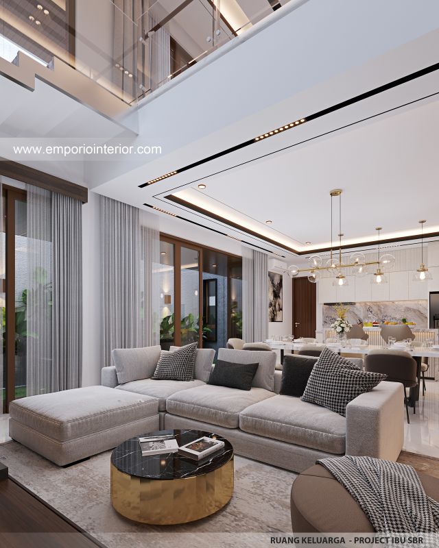 Desain Ruang Keluarga Rumah Modern 3 Lantai Ibu SBR di Semarang