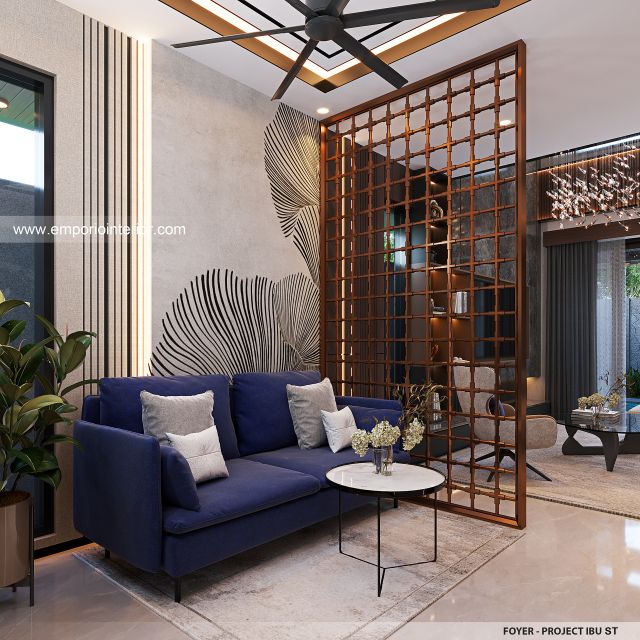 Desain Foyer Rumah Modern 3 Lantai Ibu ST (Prastria House) di Mojokerto