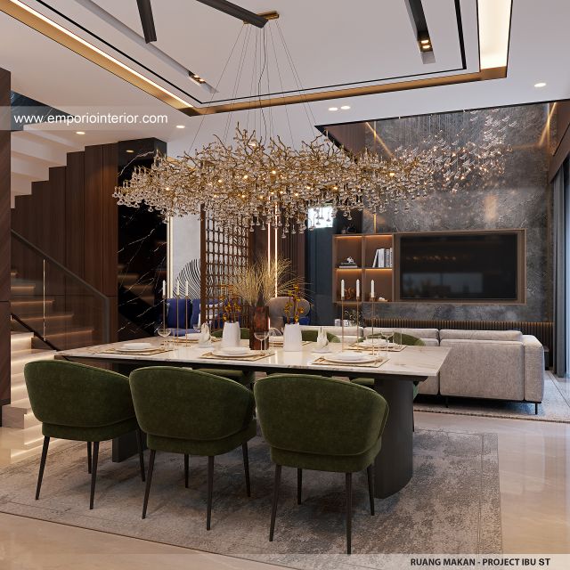 Desain Ruang Makan Rumah Modern 3 Lantai Ibu ST (Prastria House) di Mojokerto