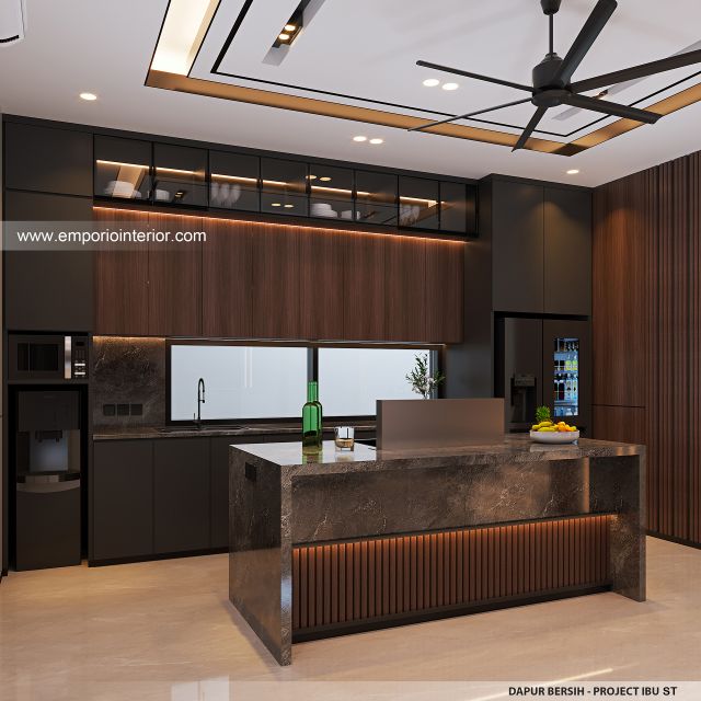 Desain Dapur Bersih Rumah Modern 3 Lantai Ibu ST (Prastria House) di Mojokerto