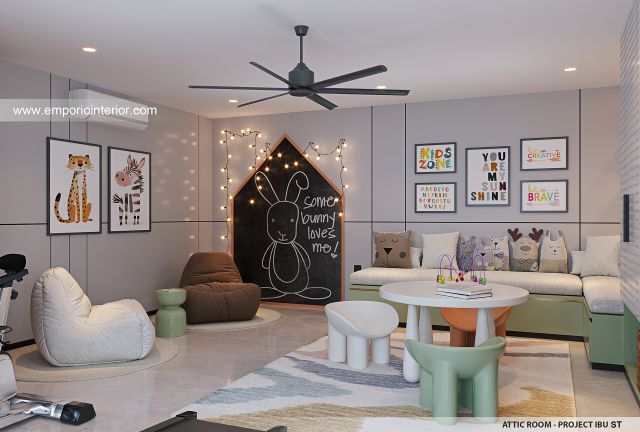 Desain Ruang Bermain Rumah Modern 3 Lantai Ibu ST (Prastria House) di Mojokerto