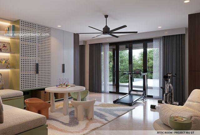 Desain Ruang Bermain Rumah Modern 3 Lantai Ibu ST (Prastria House) di Mojokerto