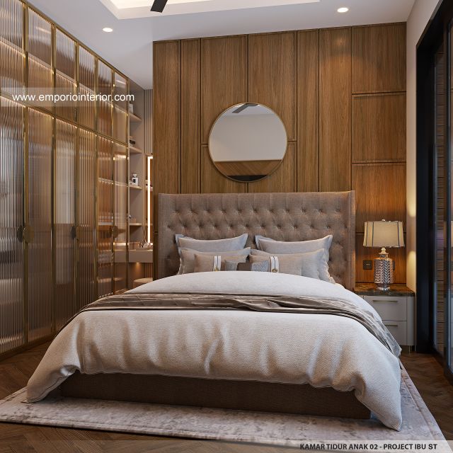 Desain Kamar Tidur Anak 2 Rumah Modern 3 Lantai Ibu ST (Prastria House) di Mojokerto